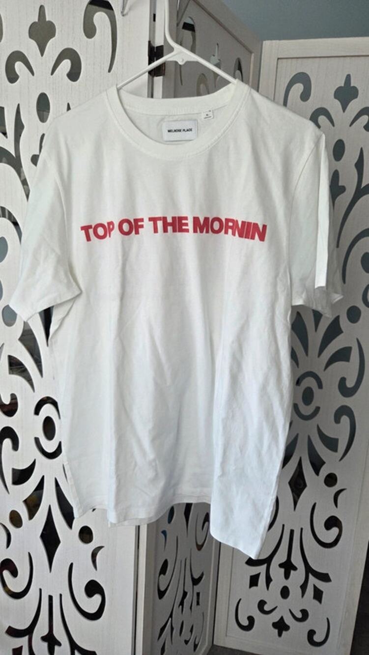 Melrose Place Top of the Morning Lets Get this Shit Graphic White Mens XL NWT